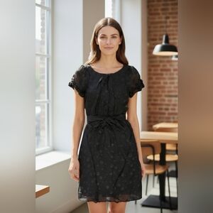Elegant Black Dress with Polka Dot Pattern
